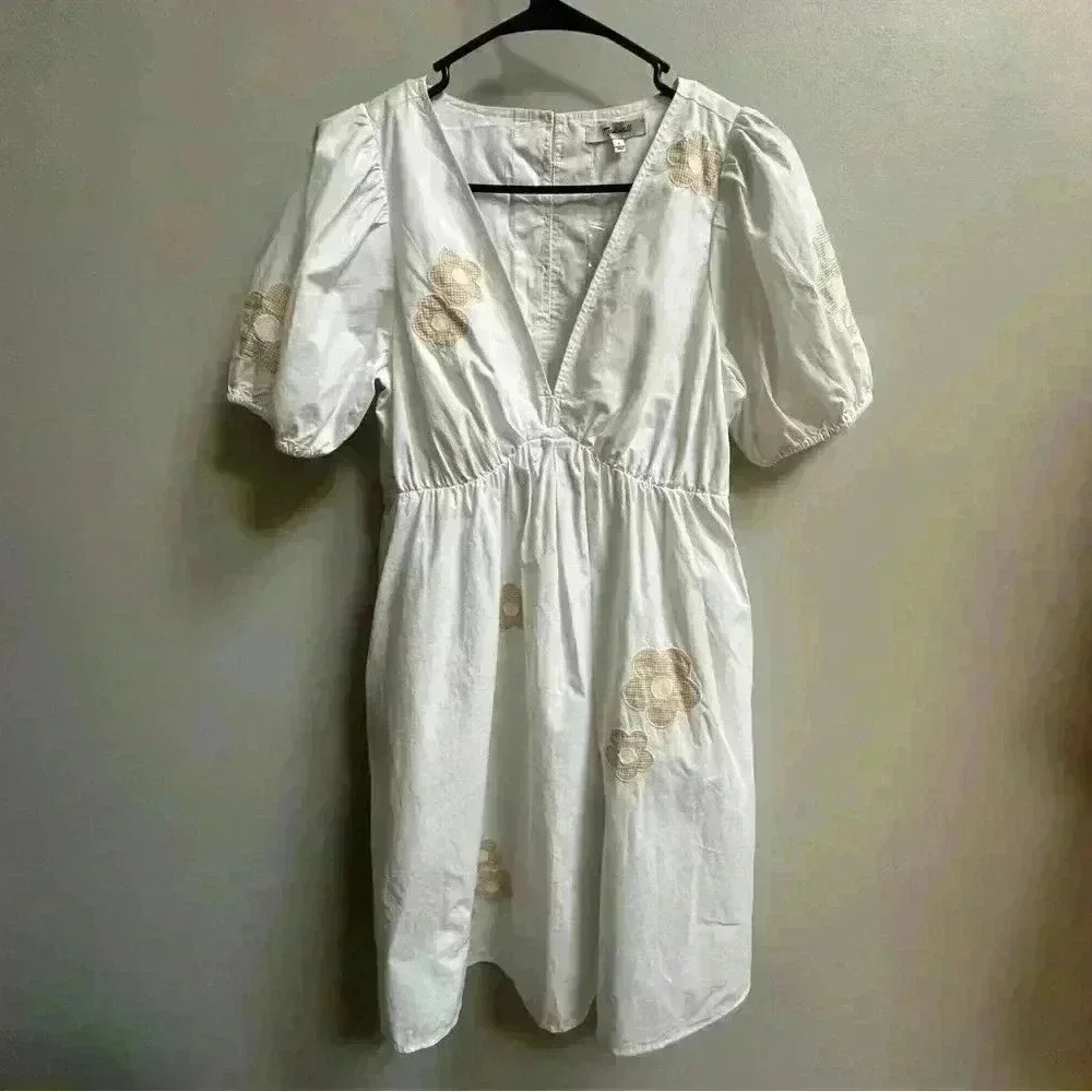 SOLD Madewell Annamarie Embroidered Mini Dress | White & Beige | Women’s Size 0 - Picture 6 of 16
